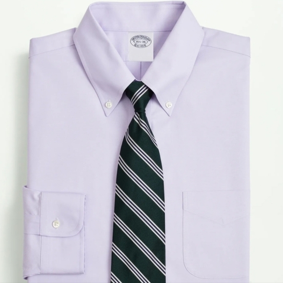 NWT Brooks Brothers Men's Milano Slim Fit Lavender/White Dress Shirt 16-33 - Picture 1 of 8
